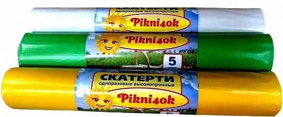 Скатерть одноразовая MIRPACK ПВД белая 110х180 см 5 штук в рулоне - прочная  - Вид 1